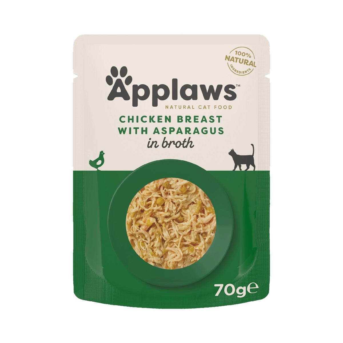 Applaws – Sachet Chat Poulet & Asperges en sauce 70g