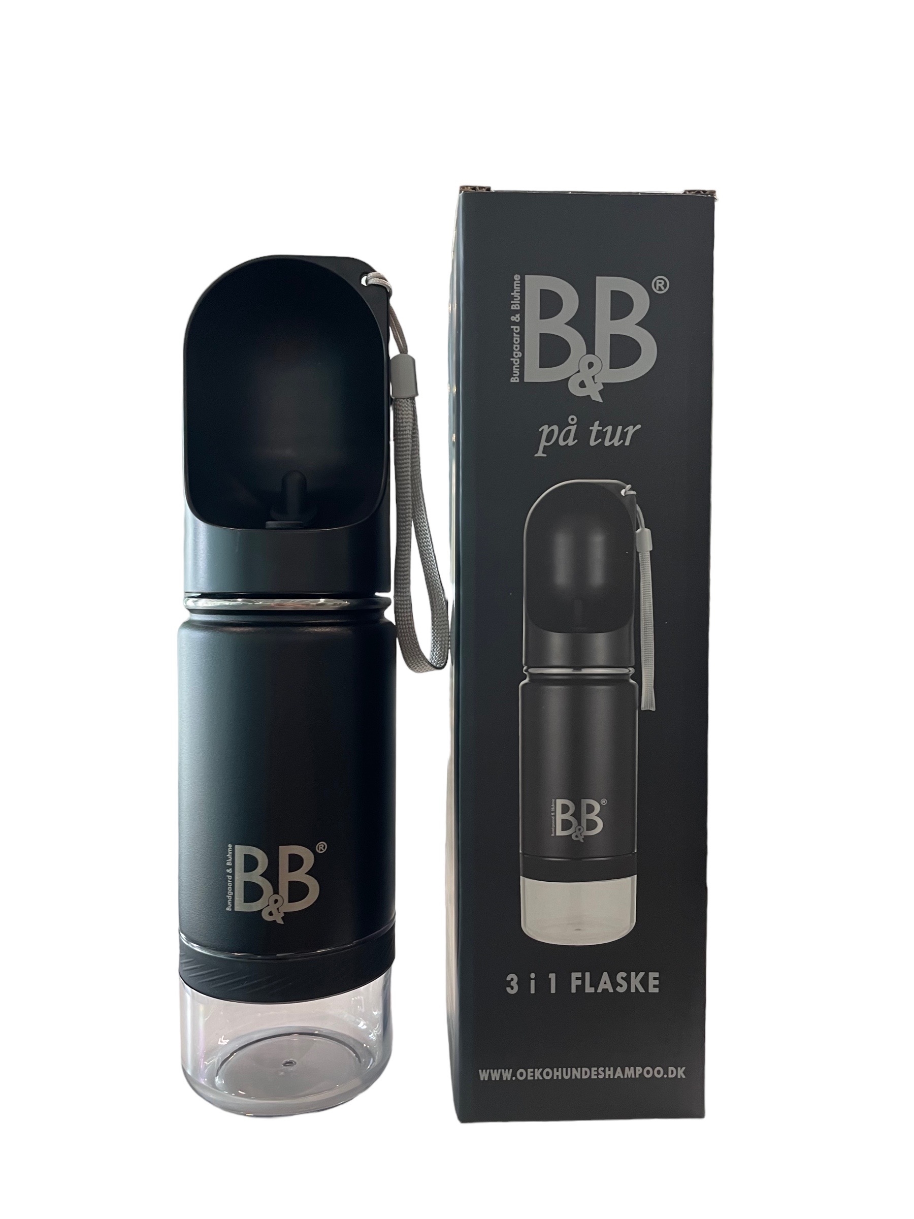 Bouteille de voyage 3-en-1 B&B Luxury – Gourde isotherme avec gamelle et compartiment à friandises