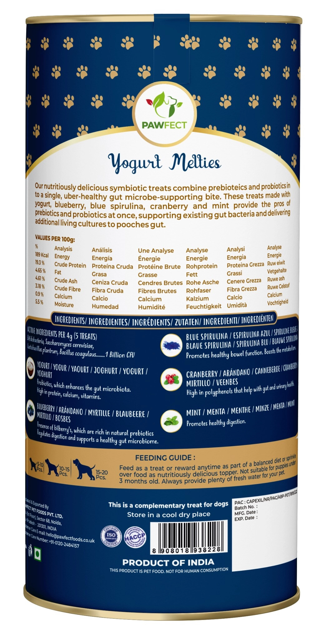 Friandises au yaourt lyophilisé pour chien aux myrtilles – Pawfect 38 g – Image 2