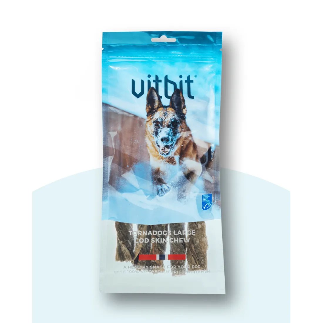 Vitbit TornaDogs Large bâtonnets de peau de morue séchée pour chien 100 g