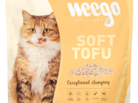 Sacs de litière végétale Weego Soft Tofu pour chat, formats 6 L et 18 L, avec granulés de tofu
